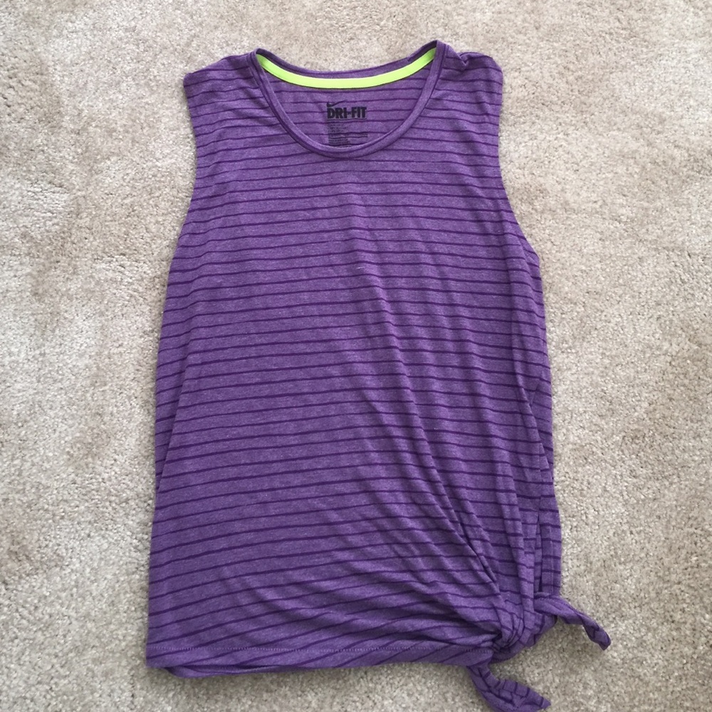 Nike purple stripped side tie muscle tee S/M